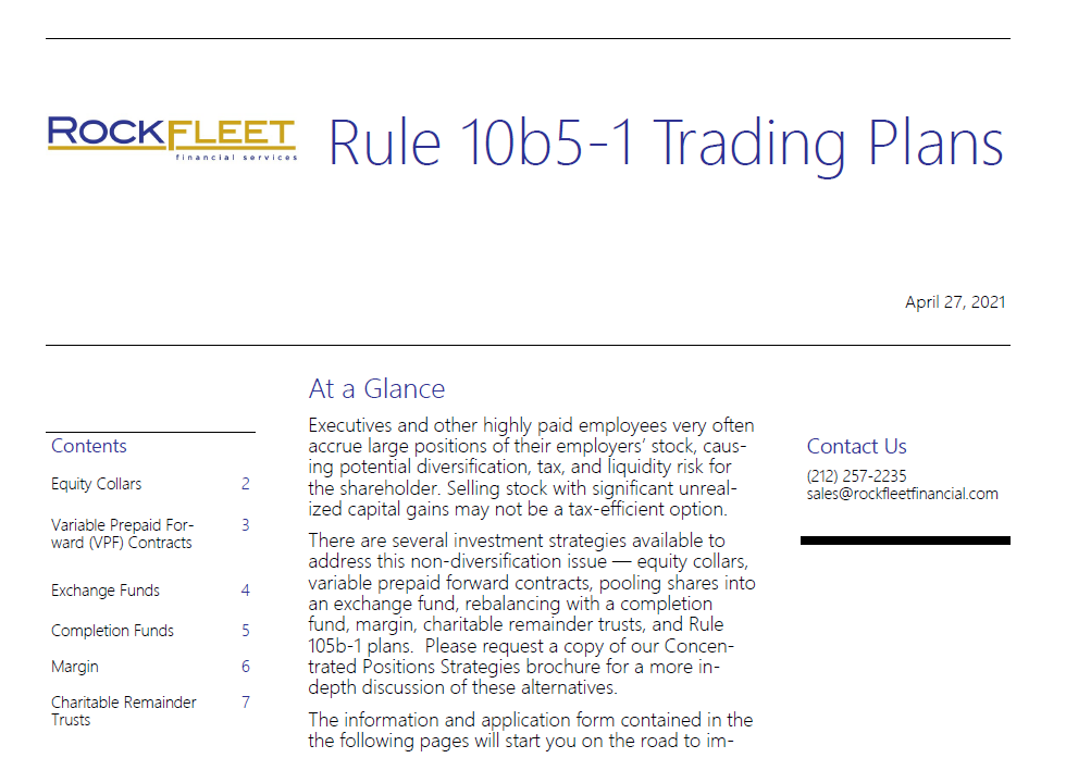 Rule 10b5-1 Trading Plans Report Cover